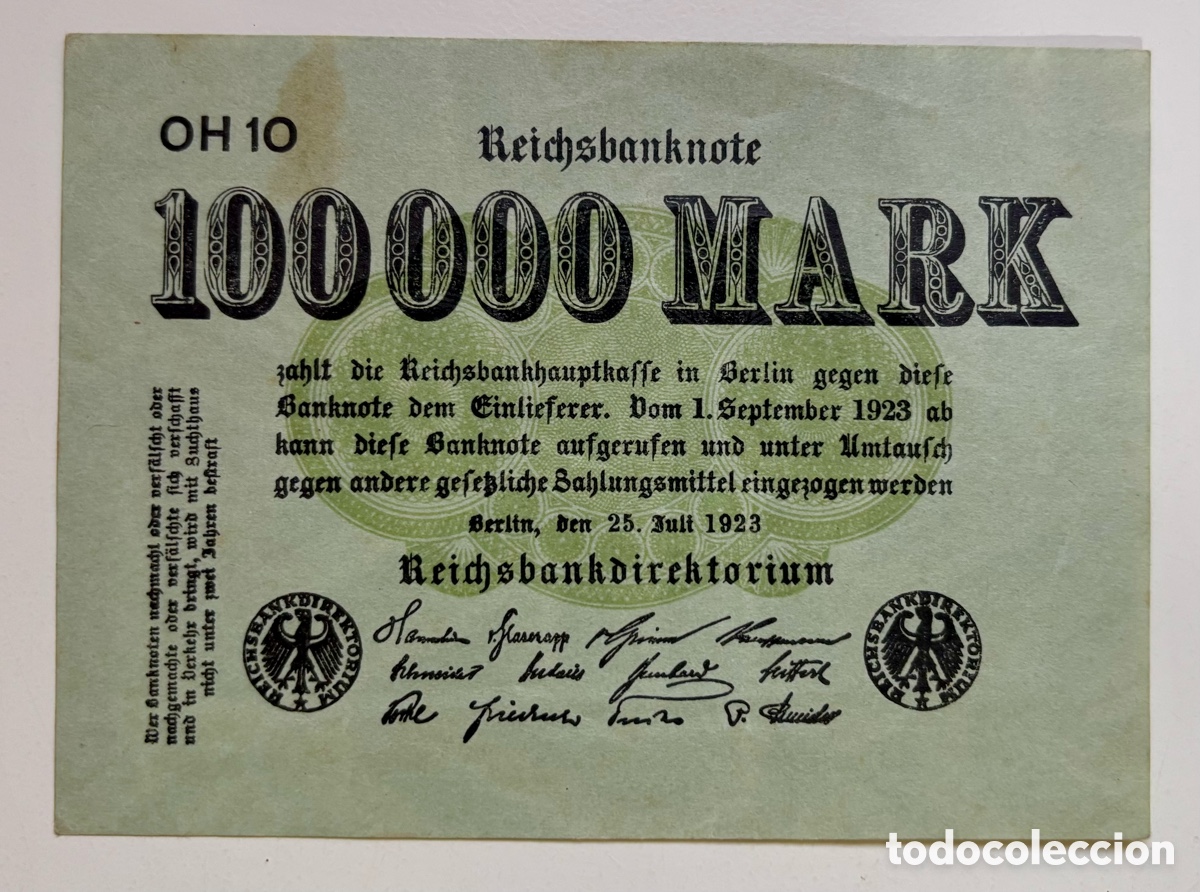 Billetes extranjeros: Billete ALEMANIA 100000 Marcos 1923. Mark