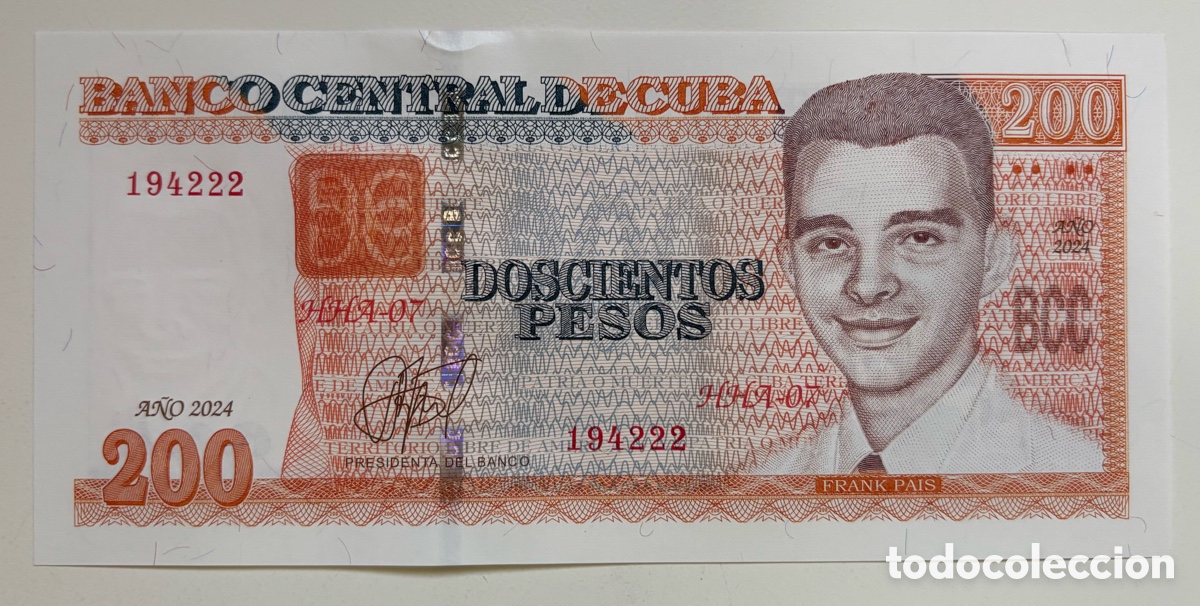 Billetes extranjeros: Billete CUBA 200 Pesos 2024 SC. Frank Pais