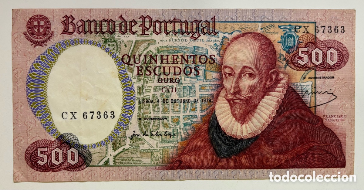 Billetes extranjeros: Billete PORTUGAL 500 Escudos 1979. Francisco Sanches