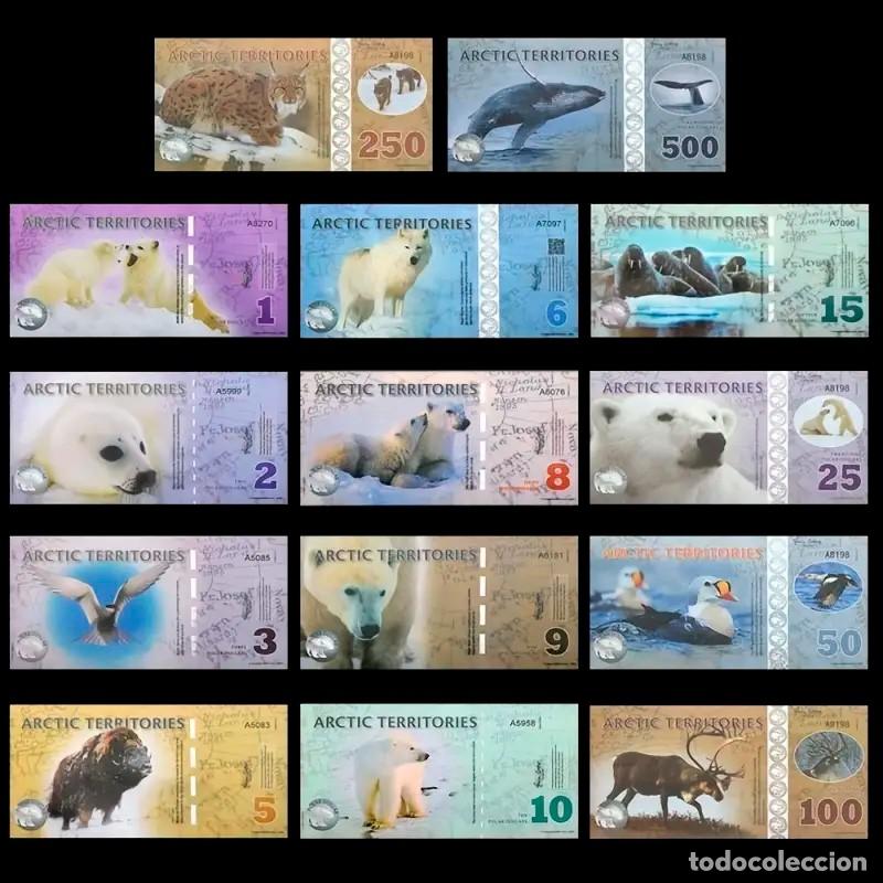 Internationale Banknoten: TERRITORIOS ARTICOS - SERIE COMPLETA , POL&Iacute;MERO