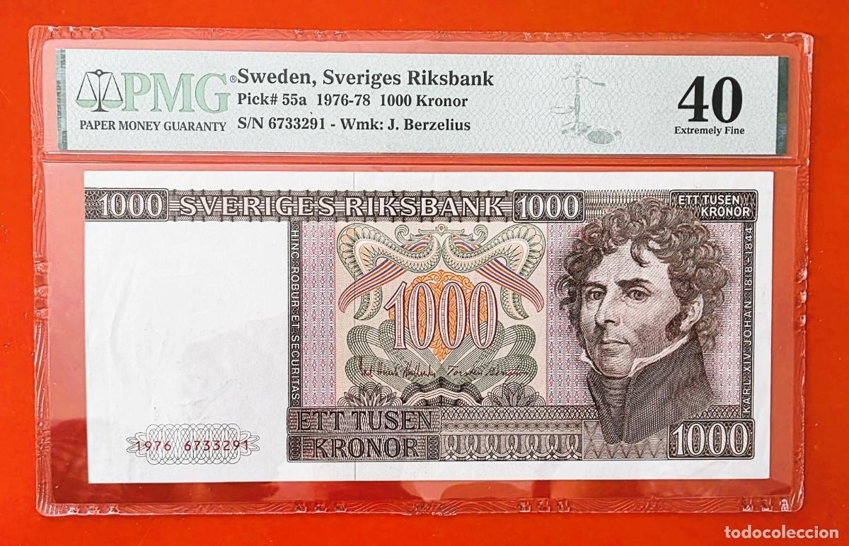 Billetes extranjeros: SUECIA 1976 1000 CORONAS CON CERTIFICADO PMG-40