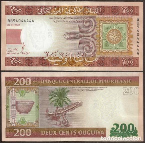 Billetes extranjeros: MAURITANIA. 200 ouguiya 2013. S/C.