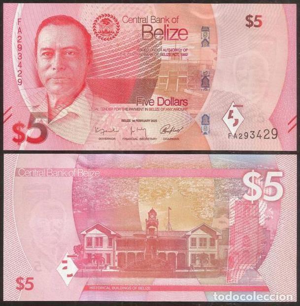 Billetes extranjeros: BELICE (BELIZE). 5 dolares 2025. S/C.