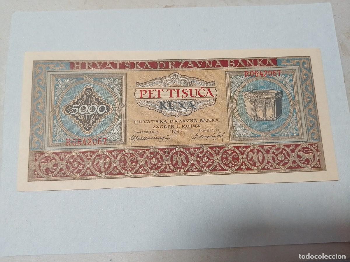 Billetes extranjeros: Billete Croacia, 5000 Kuna, a&ntilde;o 1943, UNC