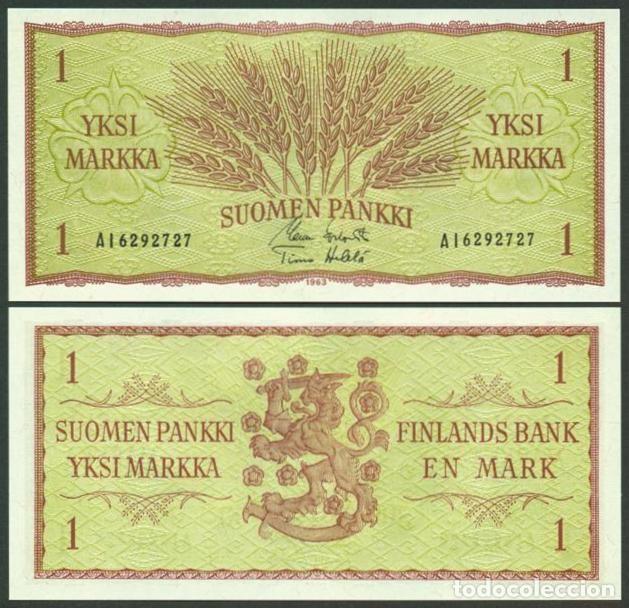 Billetes extranjeros: FINLANDIA. 1 markka 1963. Pick 98. S/C. Variante de firmas.