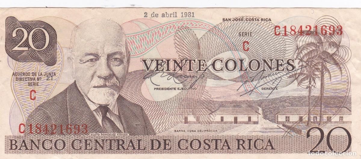 Billetes extranjeros: COSTA RICA - 20 COLONES DE 1981