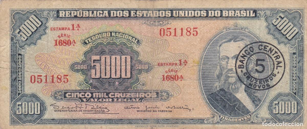 Internationale Banknoten: BRASIL - 5000 CRUZEIROS DE 1966