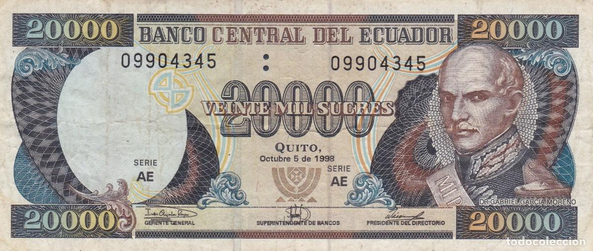 Billetes extranjeros: ECUADOR - 20000 SUCRES DE 1998