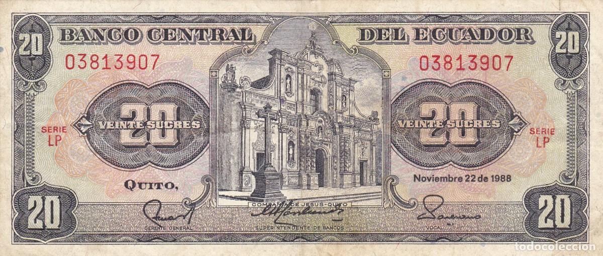 Banconote internazionali: ECUADOR - 20 SUCRES DE 1988