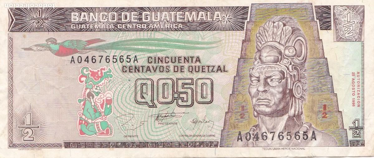 Billets internationaux: GUATEMALA - 0,50 QUETZAL DE 1986