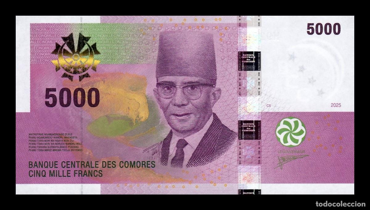 Billetes extranjeros: Comoros Comores 5000 Francos 2025 (2026) Pick 18d Nuevo Sc Unc