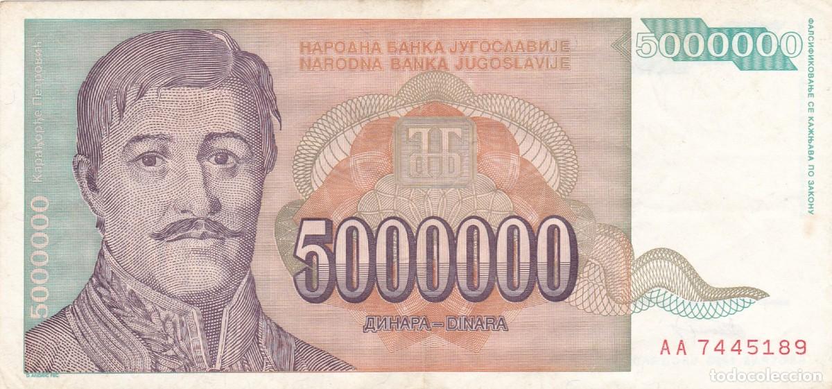 Billets internationaux: YUGOSLAVIA - 5000000 DINARES DE 1993