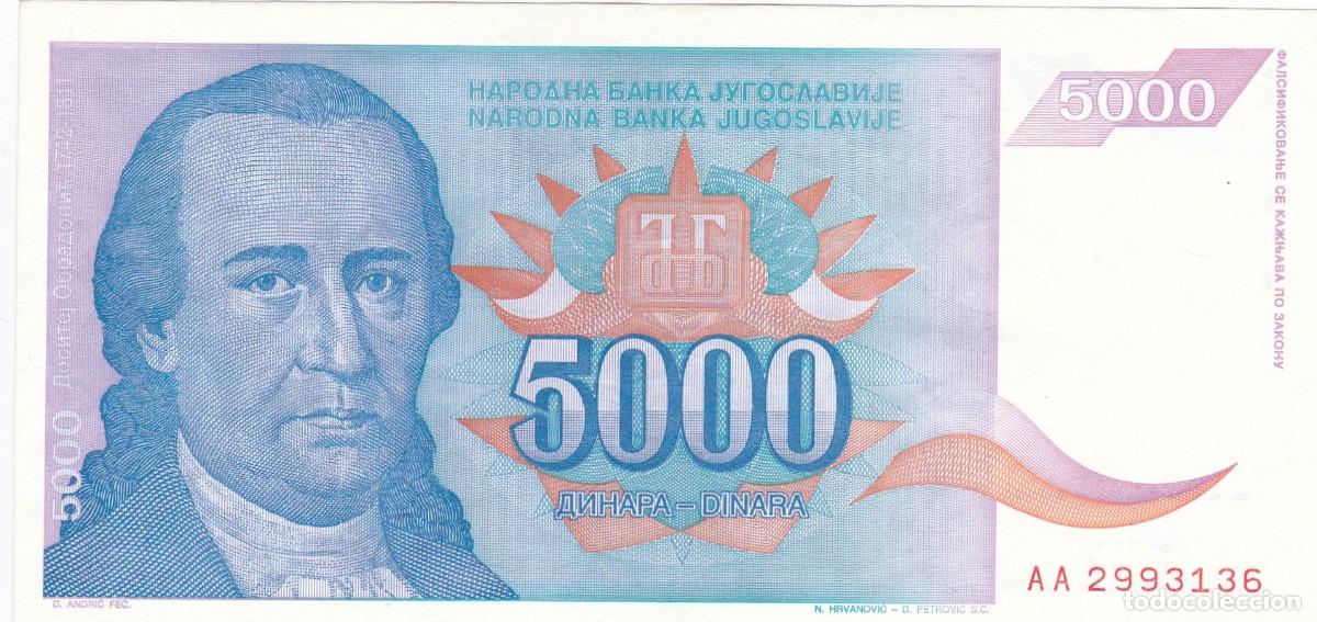 Billetes extranjeros: YUGOSLAVIA - 5000 DINARES DE 1994