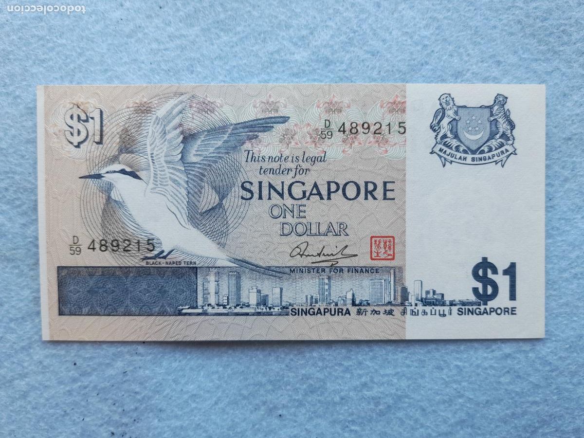 International Banknotes: Singapur. 1 D&oacute;lar. A&ntilde;o 1976.