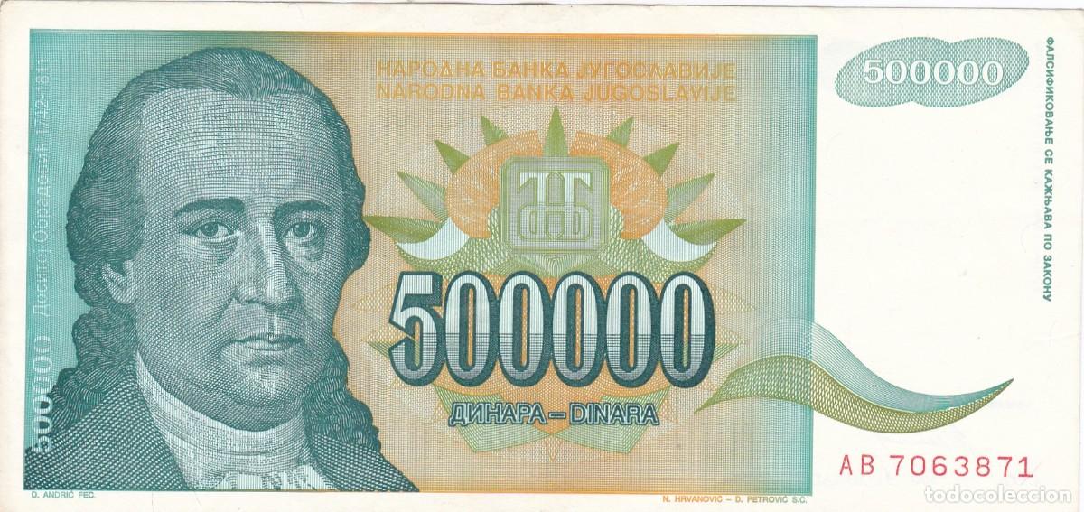 Banconote internazionali: YUGOSLAVIA - 500000 DINARES DE 1993