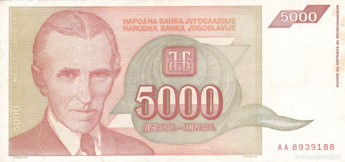 Billets internationaux: YUGOSLAVIA - 5000 DINARES DE 1993