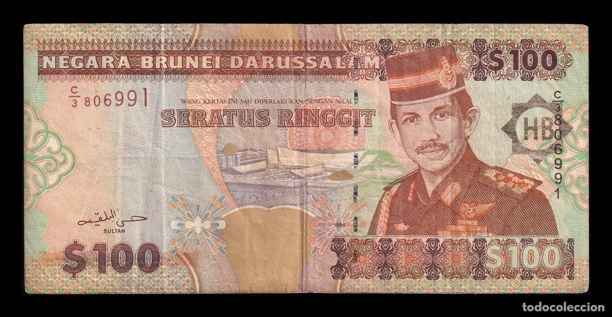 Notas Internacionais: Brunei 100 Ringgit Hassan al-Bolkiah I 1996 Pick 26 Bc/Mbc F/Vf