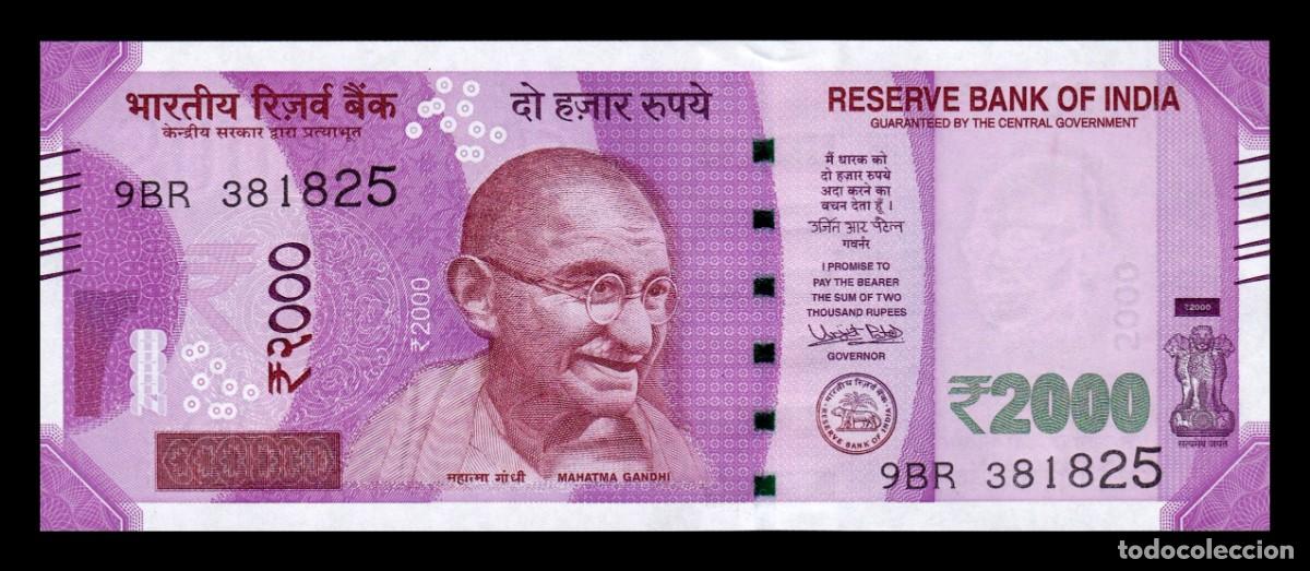 Billetes extranjeros: India 2000 Rupias Gandhi 2016 Pick 116a Sin letra Sc Unc