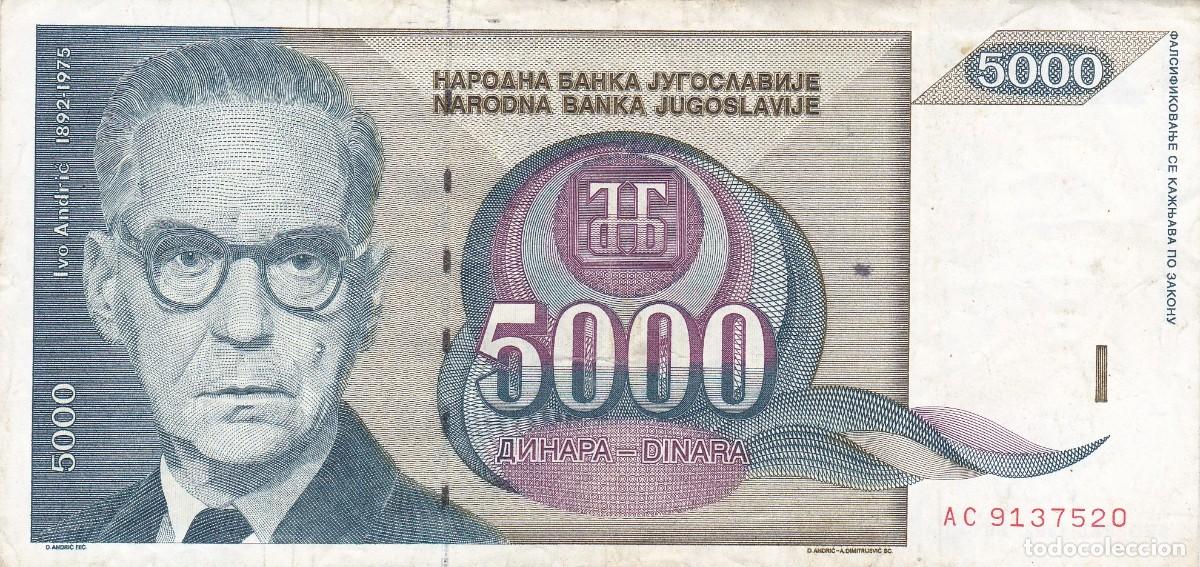 Billetes extranjeros: YUGOSLAVIA - 5000 DINARES DE 1992 - Foto 1