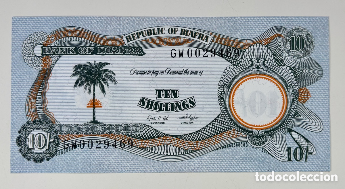 Billetes extranjeros: Billete BIAFRA 10 Chelines (1969) SC. Shillings