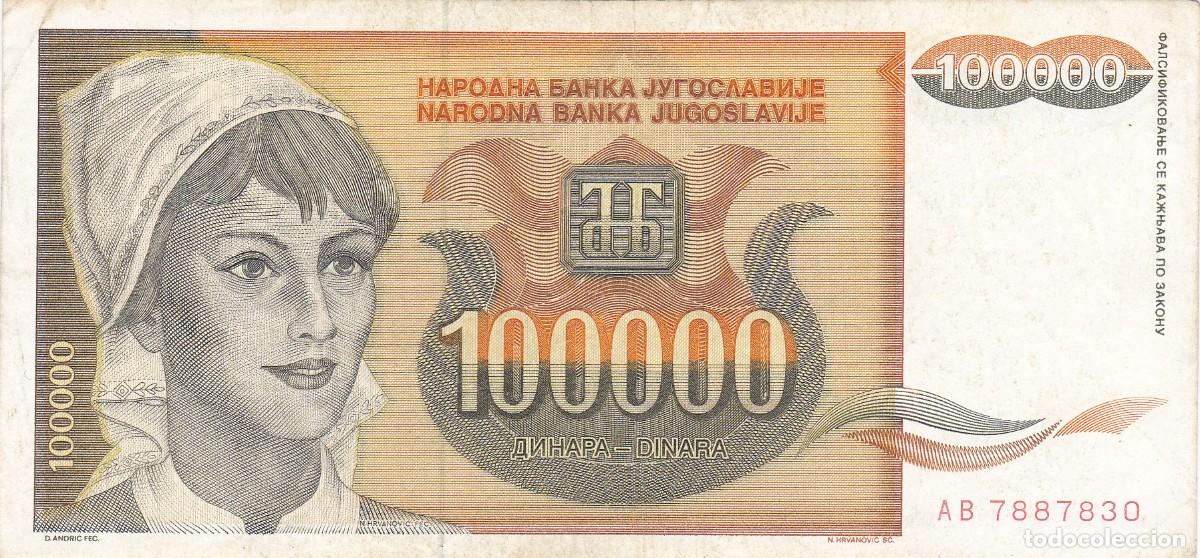 Billets internationaux: YUGOSLAVIA - 100000 DINARES DE 1993
