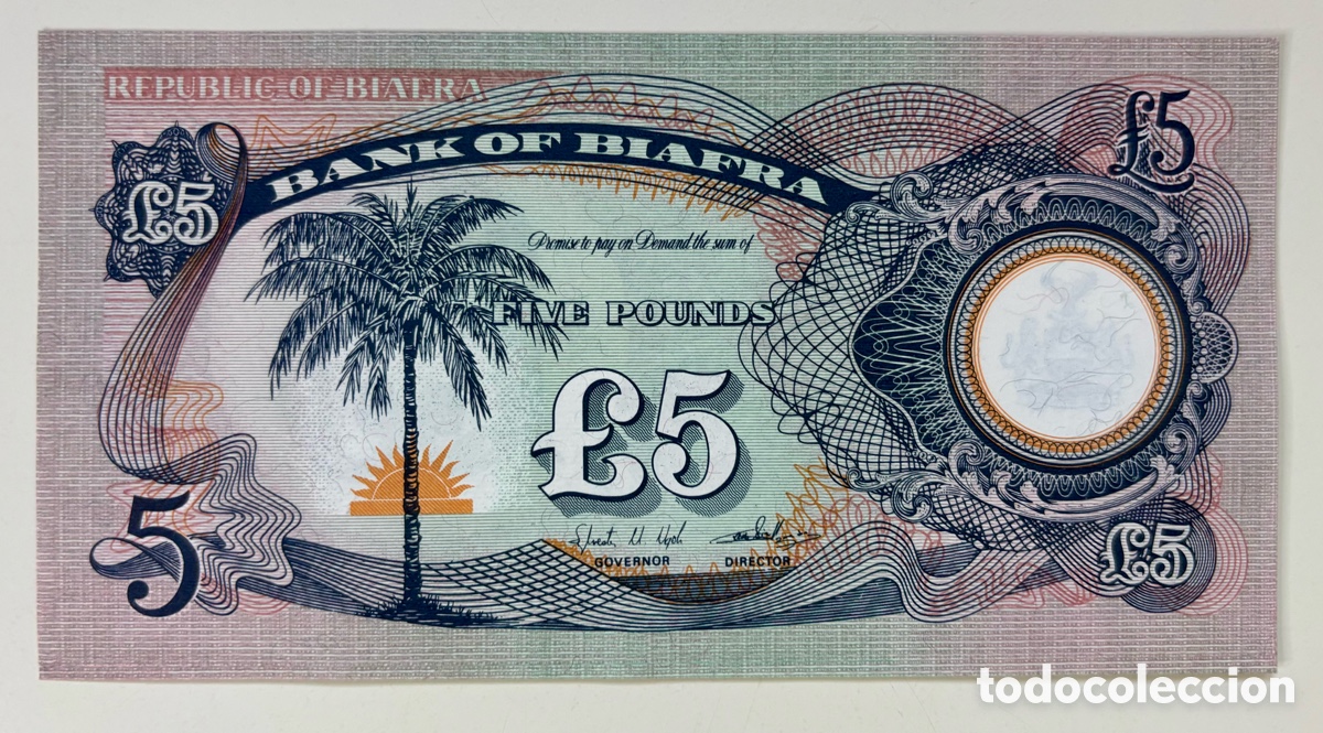 Billetes extranjeros: Billete BIAFRA 5 Libras (1969) SC. Resto Sin Numeraci&oacute;n. Pounds
