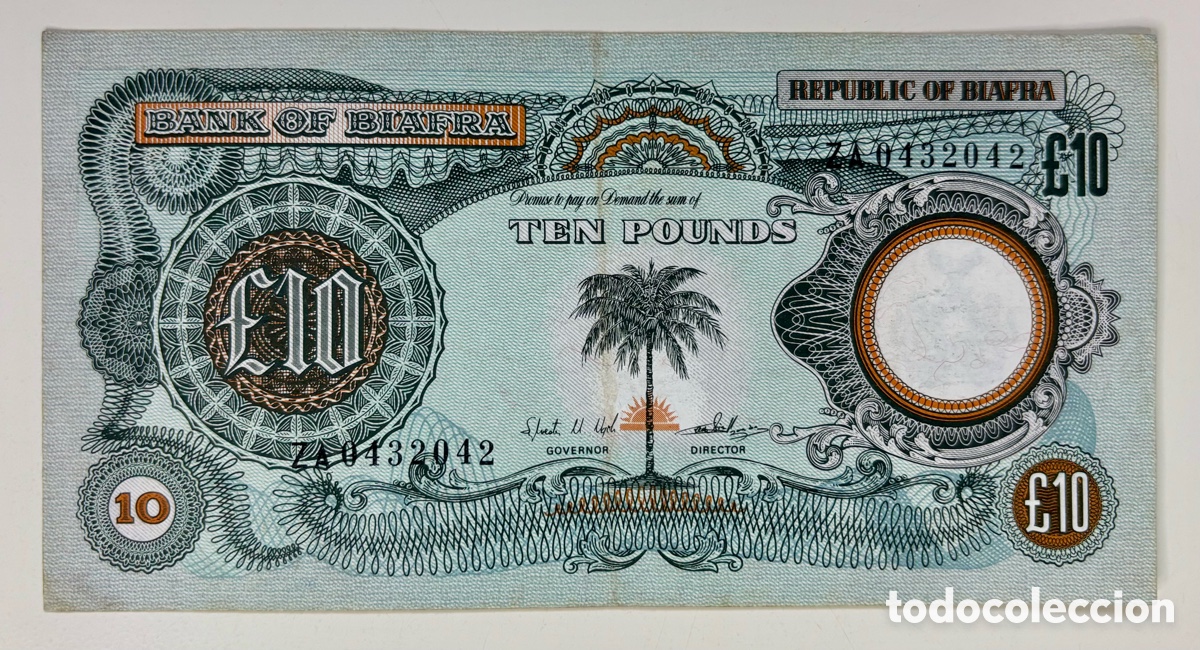 Billetes extranjeros: Billete BIAFRA 10 Libras (1968-1969) Pounds