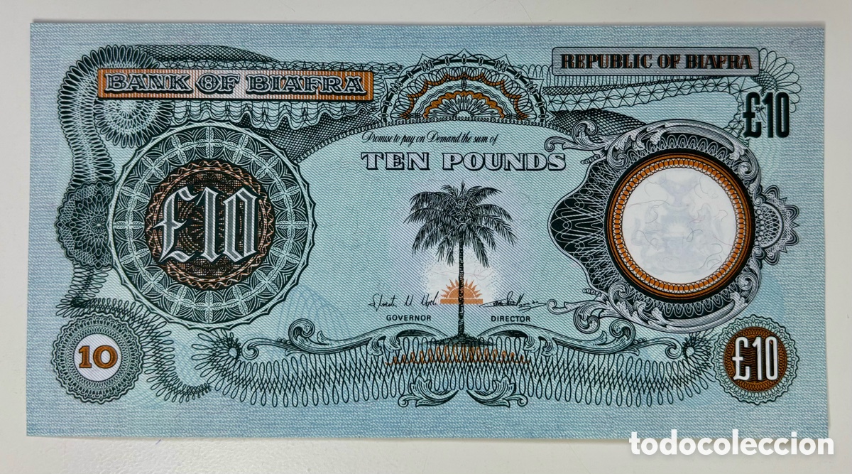 Billetes extranjeros: Billete BIAFRA 10 Libras (1968-1969) SC. Resto Sin Numeraci&oacute;n. Pounds
