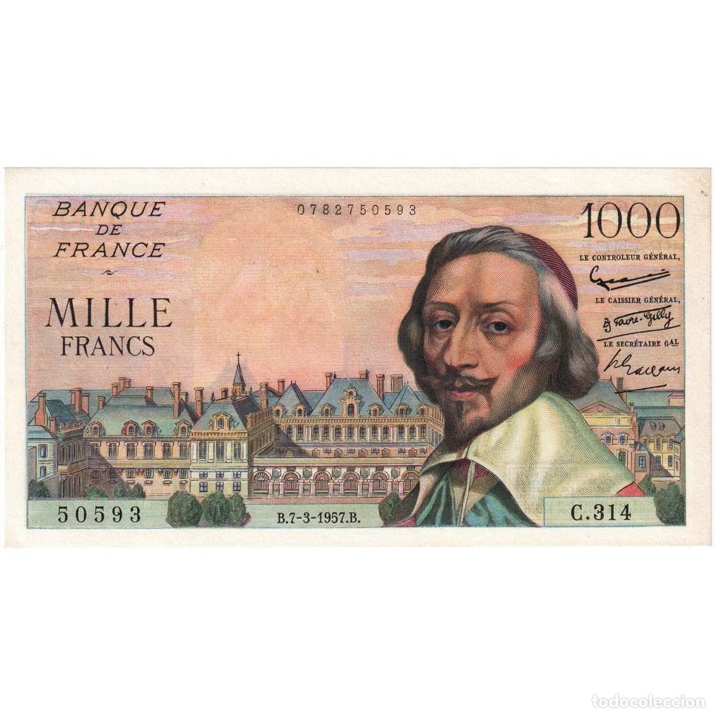 Billetes extranjeros: [#377703] Francia, 1000 Francs, Richelieu, 1957-03-07, C.314, EBC+