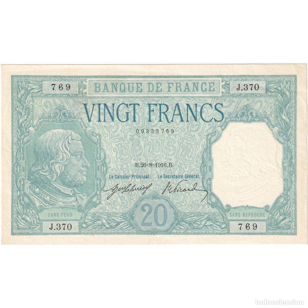 Billetes extranjeros: [#377718] Francia, 20 Francs, Bayard, 1916-08-26, J.370, SC