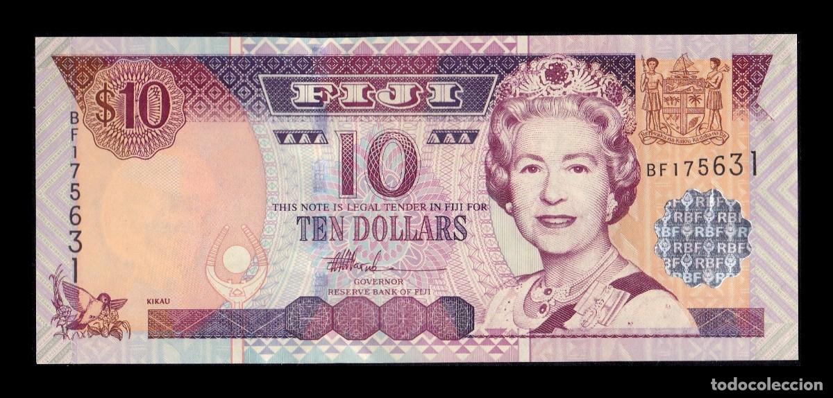 Billetes extranjeros: Fiji 10 D&oacute;lares Elizabeth II 2002 Pick 106 Sc Unc