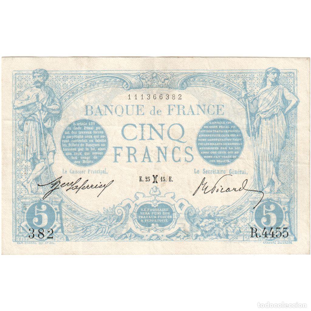 Billetes extranjeros: [#377705] Francia, 5 Francs, Bleu, 1915-02-25, R.4455, MBC+