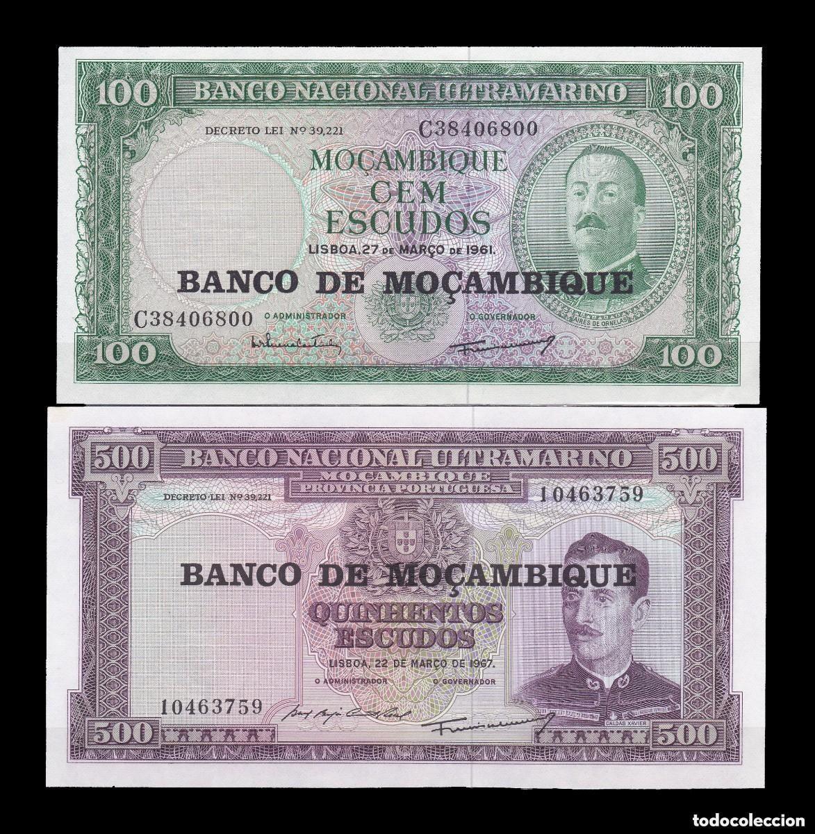Billetes extranjeros: MOZAMBIQUE - 100 Y 500 ESCUDOS DE 1967 - SIN CIRCULAR