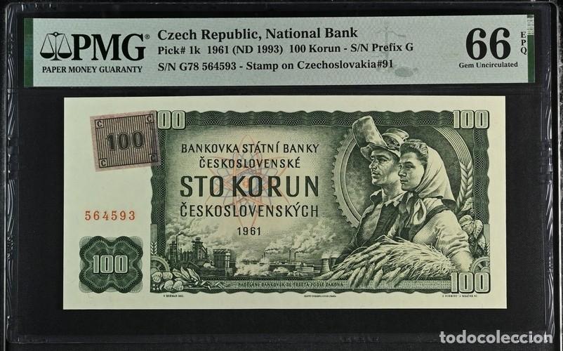 Billetes extranjeros: REPUBLICA CHECA * BILLETE 100 KORUN 1961 * PMG-66 EPQ (IC-1648)