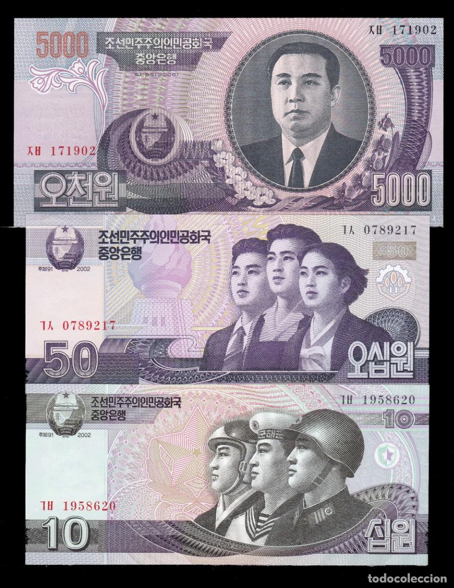 Billetes extranjeros: COREA DEL NORTE -3 BILLETES DE 2002/2006 - SIN CIRCULAR