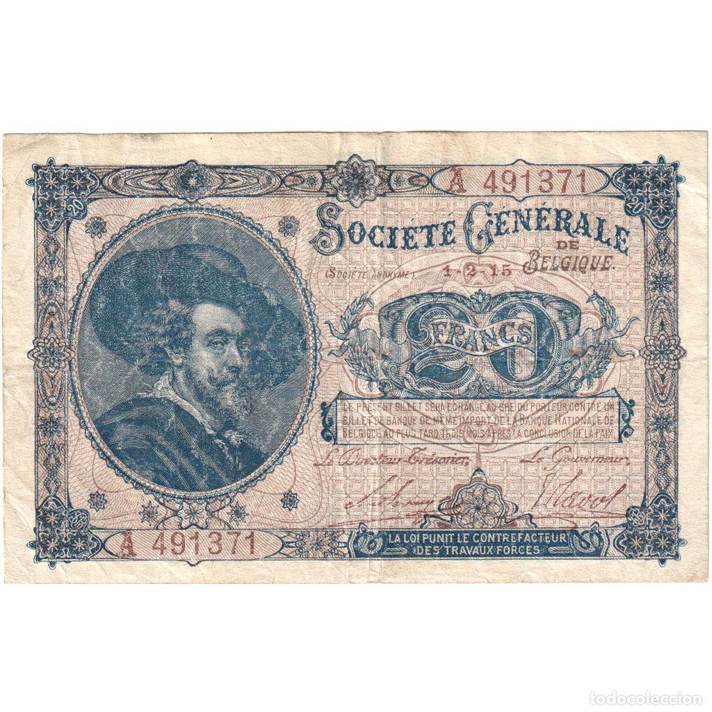Billetes extranjeros: [#377754] B&eacute;lgica, 20 Francs, 1915-02-01, MBC