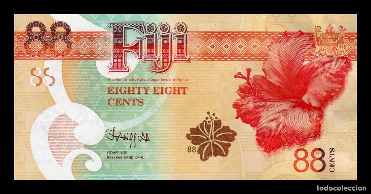 Billetes extranjeros: Fiji 88 Cents Conmemorativo 2022 (2023) Pick 123a Serie AA Sc Unc