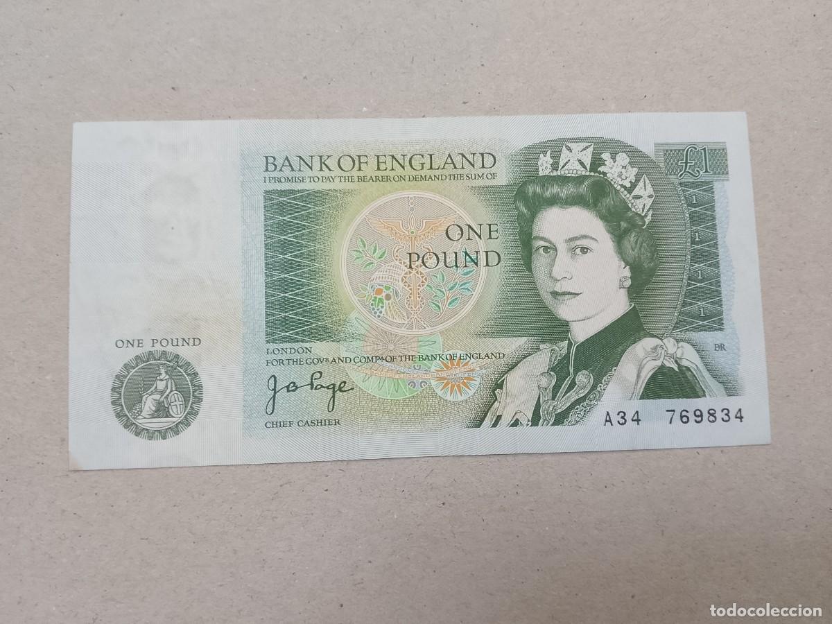 Billetes extranjeros: Billete Inglaterra, 1 Libra, serie A, a&ntilde;o 1970