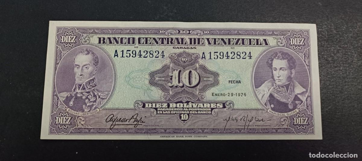 Billetes extranjeros: VENEZUELA 10 BOLIVARES 1974 S/C P=51 d