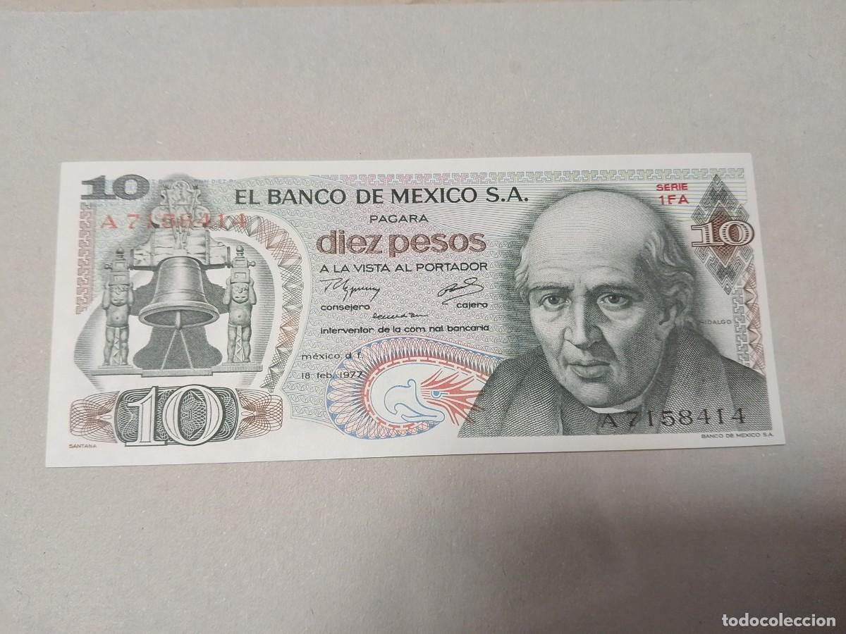 Billetes extranjeros: Billete M&eacute;xico 10 pesos, a&ntilde;o 1977, serie A, UNC