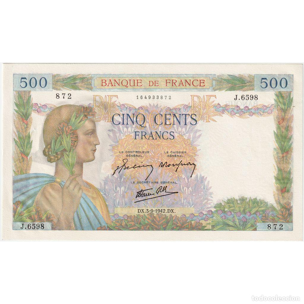 Billetes extranjeros: [#377727] Francia, 500 Francs, La Paix, 1942-09-03, J.6598, SC