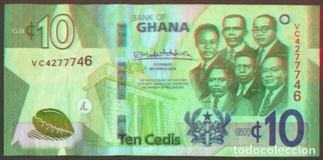 Billetes extranjeros: GHANA. 10 cedis 4.3. 2019. Ver firma.