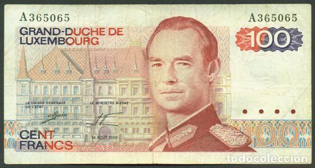 Billetes extranjeros: LUXEMBURGO (LUXEMBOURG) 100 francs 1980. Pick 57. Serie A.