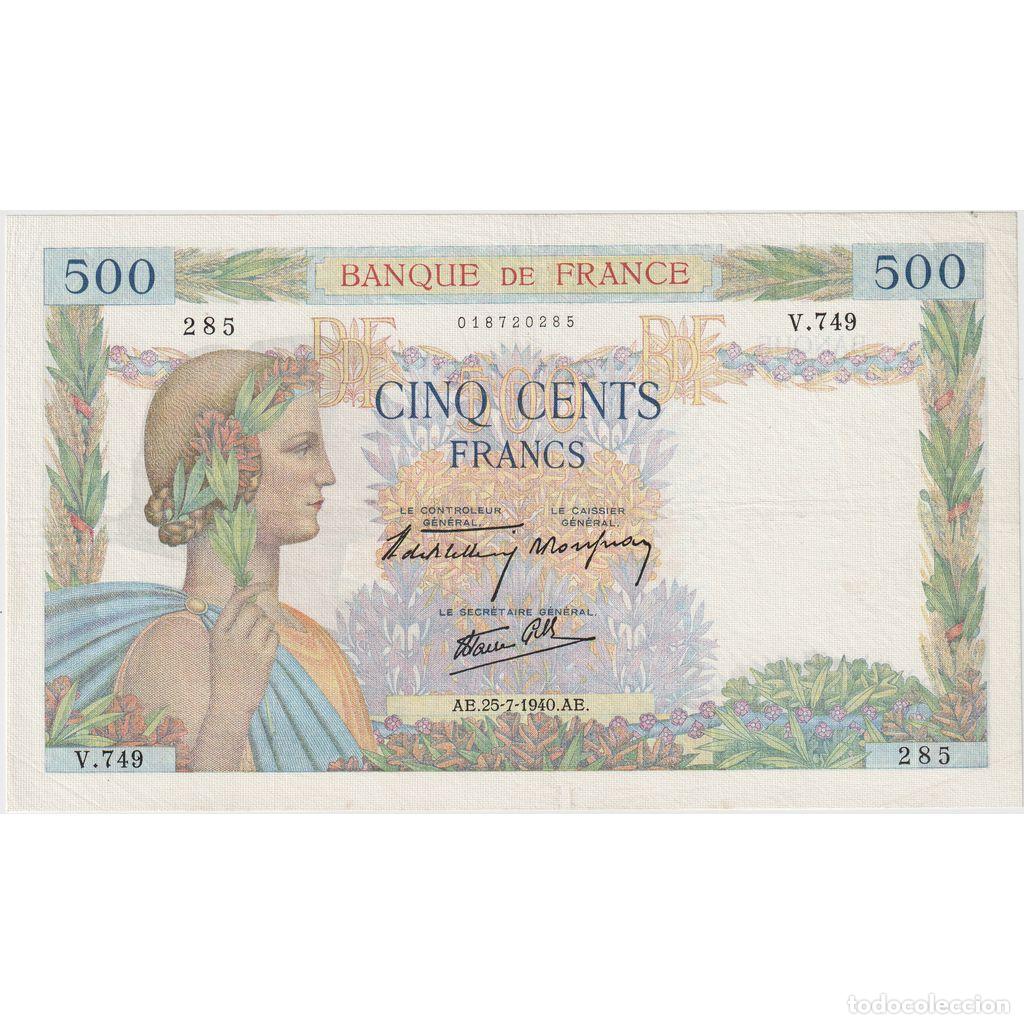 Billetes extranjeros: [#377726] Francia, 500 Francs, La Paix, 1940-07-25, V.749, SC