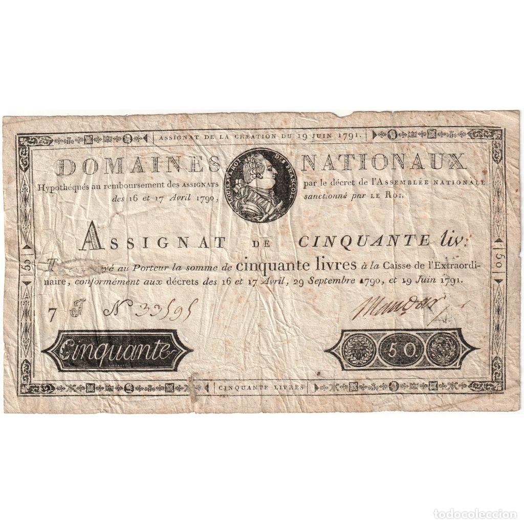 Billetes extranjeros: [#377766] Francia, 50 Livres, 1791-06-19, 7J, RC+