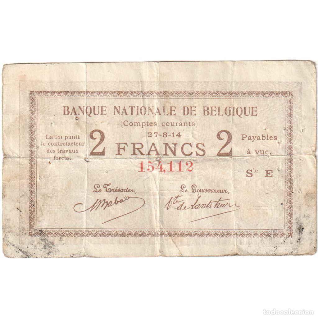 Billetes extranjeros: [#377770] B&eacute;lgica, 2 Francs, 1914-08-27, MBC