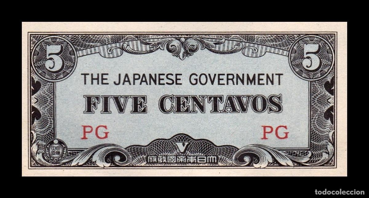 Billetes extranjeros: Filipinas Ocupaci&oacute;n Japonesa 5 Centavos 1942 Pick 103a Sc Unc