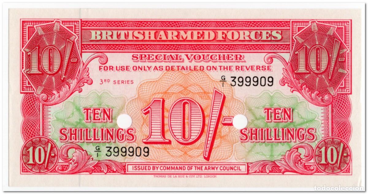 Billetes extranjeros: BRITISH ARMED FORCES,10 SHILLINGS,CANCELLED,1956,P.M28a,AU