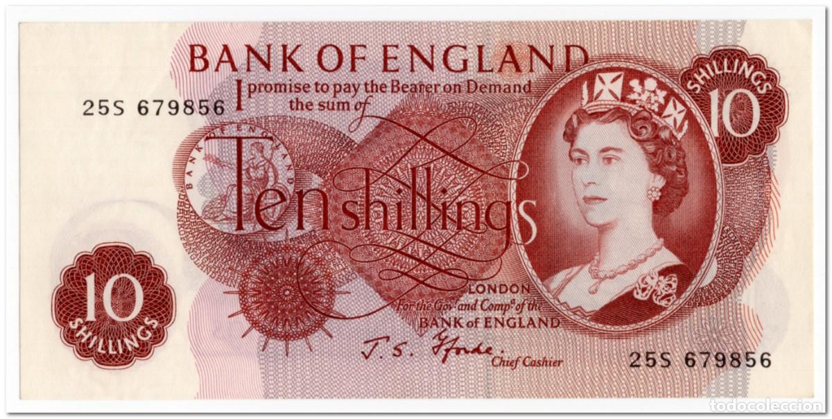 Billetes extranjeros: GREAT BRITAIN,BANK OF ENGLAND,10 SHILLINGS,1966-70,P.373c,AU