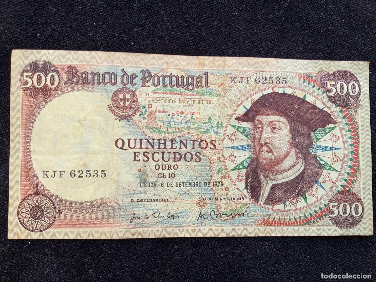 Billetes extranjeros: Billete de 500 escudos 1979, portugal , mbc.